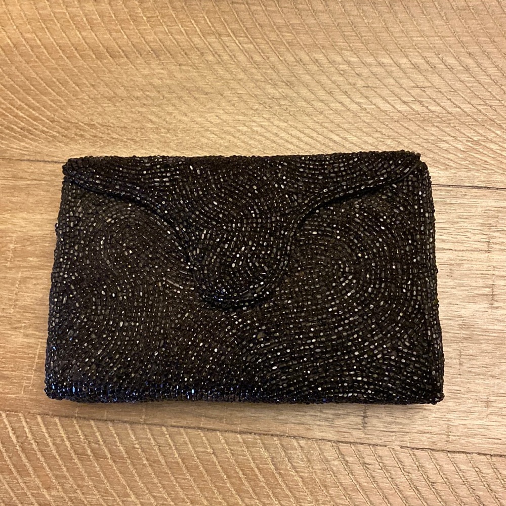 Elegant Black Beaded Clutch